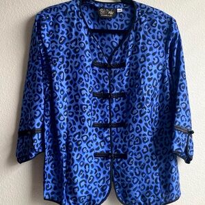 Bob Mackie Vibrant Blue Leopard Print Blazer